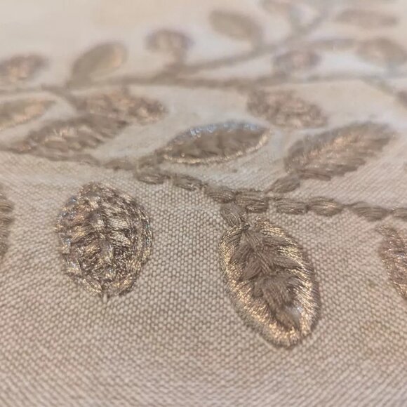 Pottery Barn 12 X 16 Embroidered Pillow Neutral W/PB Feather Insert - Picture 2 of 5